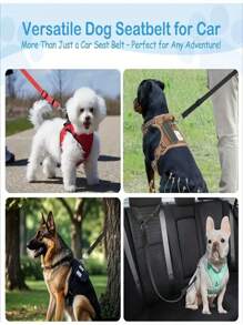 1 pieza Cinturón de seguridad para vehículo de perro, correa de seguridad para mascotas en el auto. Cinturón de seguridad para perros. Hebilla del cinturón de seguridad para perros en el auto