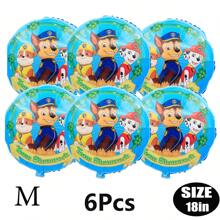 Paw Patrol Offiziell genehmigter 6er-Pack PAW Patrol Brave Adventure Suche und Rettung Hunde Thema Geburtstags Party Deko Ballon Set, 18 Zoll süßer Stadt Rettungshund Muster runder Aluminiumfolie Ballon Set, verschiedene Styles wählbar, Geburtstagsparty Wanddekoration, perfekt für Geburtstag Zeremonien Partywand Deko, Ballon Kombinations Dekorations Zubehör