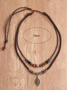 1 件波西米亚风格多层串珠项链，自然优雅气质，适合女性日常佩戴、聚会、礼物 - 棕色 - 查看 3