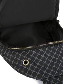 Mini Gingham Print Multi-Pockets Water Resistant Chest Bag Unisex, Portable Messenger Bag For Work, Shopping, Travel, Suitable As Holiday Gift
