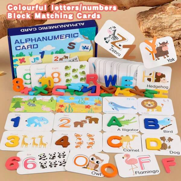 Englisches Wortpuzzle Kinderpuzzle Frühförderung 26 englische Buchstabenkarten Paar-Kognitionspuzzle Holzspielzeug Kinder Puzzle Buchstaben Zahl Paar Kartensatz Doppelseitiges stereoskopisches englisches Kognitionspuzzle Karte Frühförderungsspielzeug