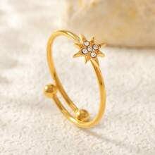Juego de anillos con baño de oro al estilo francés para mujer, set único de anillos de circonita sintética con diseños de corazón, luna y delfín, anillos ligeros y de lujo, anillos de acero inoxidable sencillos pero elegantes, regalos para fiestas y cumpleaños, parejas