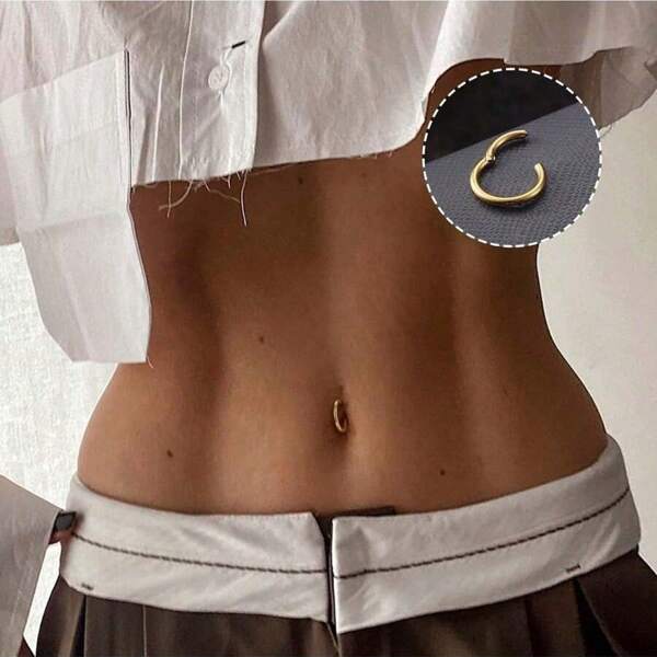 1 stuk navelpiercing-ornament van roestvrij staal, hypoallergene navelpiercing-ornamentring, optioneel zilver/goud