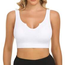 Sports Bras For Women, Seamless Comfortable Yoga Bra With Removable Pads - 10-1 包白色 - 查看 1