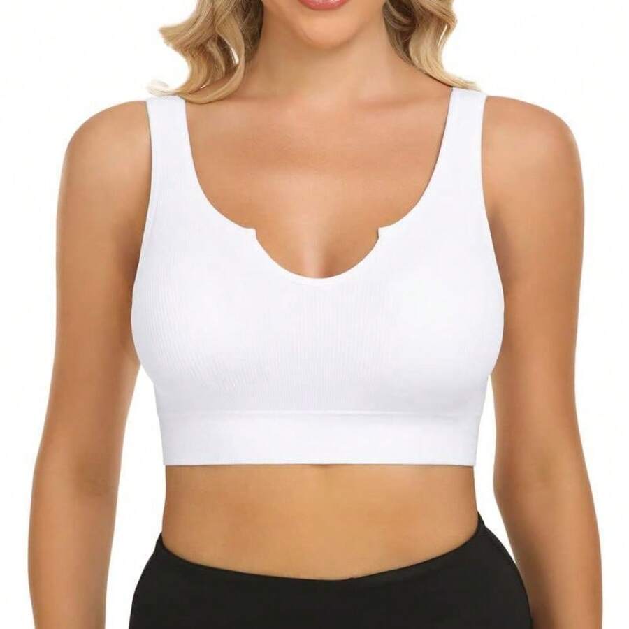 Sports Bras For Women, Seamless Comfortable Yoga Bra With Removable Pads - 10-1 包白色 - 查看 1