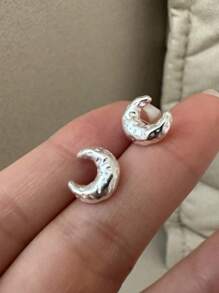 S925 Sterling Silver Minimalist Moon Stud Earrings For Women, Small & Unique, Lightweight Luxury Versatile Earrings