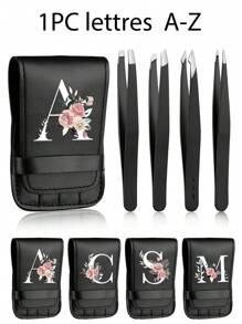 Black Eyebrow Tweezers Set, Letters A-Z Are Precision Stainless Steel Eyebrow Tweezers. They Are Crucial For Daily Beauty, Suitable For Eyebrow, Facial Hair, Hair Cutting, And Internal Hair Removal, Including Storage Bags, Suitable For Both Men And Women. They Are Also Sophisticated Hair Removal Devices, Diagonal Eyebrow Clips, And Makeup Removal Tools