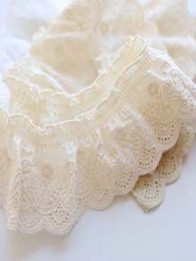 1 码刺绣荷叶边蕾丝花边，服装缝纫配件，用于服装、连衣裙下摆 DIY 装饰