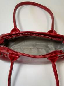 Bolso de mano tipo bola de bolos de Boston, bolso de hombro de unicolor de piel de PU para mujeres