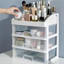 4-stöckige Kosmetik Make-up Datei Aufbewahrungsbox Organizer Schmuckkasten Make-up Koffer mit Schublade, einfach und transparent sortiertes Regal, Büro Schreibtisch Stationery Aufbewahrung, für Schulmaterial, Schulanfang