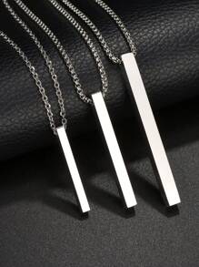 1 Pc Simple Blank Wishing Bar Pendant Necklace Charm Men Women Waterproof Dangle Vertical Cuboid Stick Stainless Steel Jewelry Gift