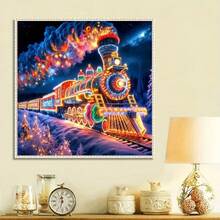 1 طقم رسم الماس 5D، بنمط قطار ملون للكريسماس، مناسب للمبتدئين البالغين DIY فن الموزاييك الماسي، رسم الماس كامل الحفر DIY لديكور الحائط في غرفة المعيشة والنوم والمكتب، هدية فنية مفاجئة لديكور المنزل للعائلة والأصدقاء - متعدد الألوان - مشاهدة 3