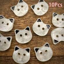 10/20pcs Cute Buttons With Pink Ears, Small Cat Cartoon Animal Buttons For Cardigans, Handmade Accessories, Decorative Buttons. - Multicolor - View 17