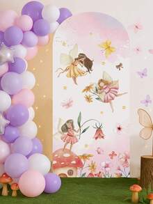 1pc 80*180cm Pink Arch Backdrop, Suitable For Wedding, Birthday Party, Baby Shower, Family Holiday Party Room Decoration, Comes With Arch Stand, Elastic Hanging Backdrop Cloth, Arch Elastic Backdrop - Flower Fairy - View 7