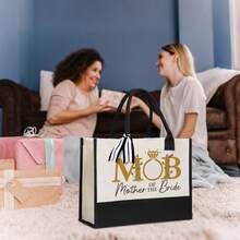 1 chiếc túi tote cô dâu cá nhân hóa, túi cô dâu, quà tặng đính hôn, quà tặng cô dâu tương lai, quà cưới, quà tặng tiệc cô dâu, quà tặng tiệc cô dâu cá nhân hóa, quà cầu hôn, quà tặng tiệc độc thân - màu đen - Xem 7