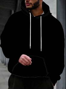 1 قطعة هودي بتصميم رفيع منسب للرجال, بتصميم كاجوال كلاسيكي، قطعة مريحة للارتداء اليومي، مناسب للخريف والشتاء