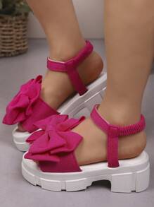 Summer New Girls Fashion Flat Sandals, Bow Decor Sweet & Cute Thick Sole Suitable For Outdoor Play And Holiday