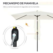 Outsunny Parasol de Aluminio 200x300x253 cm Sombrilla Rectangular de Jardín Inclinable con Manivela y Poste Desmontable Anti-UV para Terraza Piscina Patio Exterior - Blanco - Ver 3