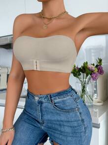 2件套前扣式纯色无肩带抹胸文胸，升级防滑硅胶条，舒适无钢圈薄罩杯文胸，非传统提拉分体式文胸，女士适用 - 彩色 - 查看 11