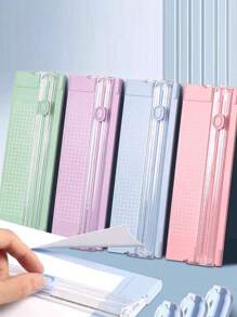 1 pieza Cortador de papel plástico portátil Mini A4, herramienta de corte de fotos para manualidades, recortador de precisión para uso escolar, hogar y oficina con construcción de plástico duradero, artículos escolares, de vuelta a clases