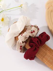 3 Stücke/Set Originaler floraler Muster Lässig Sommer, Scrunchies Haare, Haargummis, Haarschmuck, Haargummis für Pferdeschwanz, Haargummis
