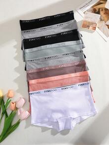 8PCS Cotton Full Coverage Women's  BoyShorts Panties - 彩色 - 查看 3
