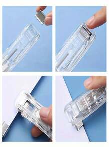 Clear Acrylic Stapler Set, Includes 50 Silver Refill Clips, Comes With A Storage Box, Office Binding Tool, Back To School Supplies, Back To School Gifts
