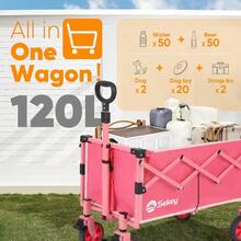 Carro plegable con frenos con capacidad de 200 libras carro ligero de utilidad carrito de compras plegable para camping deportes y dia festivo. Rosa - BarbieRosa - Ver 4