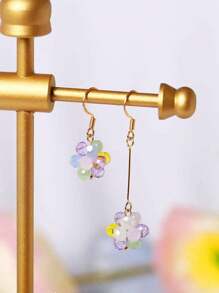 2 pièces Boucles d'oreilles pendantes élégantes et colorées avec fleurs d'hortensia en cristal faites à la main pour un port quotidien pour femmes
