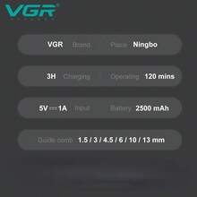 VGR Hair Clipper Professional Electric Adjustable Hair Trimmer Vector Motor Clippers Set Charging Base High Power Hair Cutting Machine Cordless Barber Hair Clipper V-015 - Multicolor - View 10