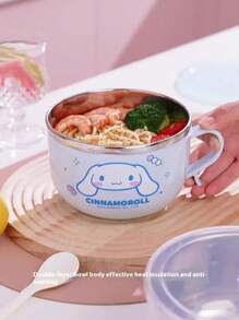 Sanrio 1 Stück Sanrio Hello Kitty und My Melody Edelstahlschüssel mit Deckel - luftdicht und auslaufsicher Lebensmittelbehälter, rostfrei und geruchsfrei Rührschüssel, einfach zu reinigen runde Salatschüssel für Mittagessen, Picknick, Arbeit, Schule - tragbares Geschenk für Familie und Freunde, Picknick Grundausstattung | Charakterthemen Schüssel | auslaufsicheres Design