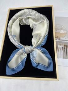 1 chiếc khăn quàng cổ in họa tiết mùa xuân/hè dành cho nữ, khăn vuông nhỏ 70cm, khăn choàng cổ kiểu yếm bảo vệ cổ, thích hợp sử dụng hàng ngày. - Màu xanh lam - Xem 4