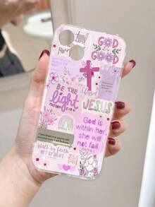 1pc Vintage Newspaper Patchwork Jesus God Slogan Floral Smiling Face Pattern Airbag Anti-Slip Soft Phone Case Compatible With Iphone 11/12/13/14/15/16 Pro Max Waterproof Shockproof Anti-Fall Scratch Resistant - 款式3(1pc) - 查看 2