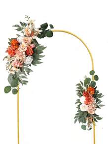 2pcs/ Porch Welcome Bouquet Decoration, Vintage Faux Flower Decoration, Green Leaf Rose Peony Door Wreath For Halloween Winter Party Anniversary, Wedding Birthday Party, Valentine's Day New Year's Home Decoration Gift