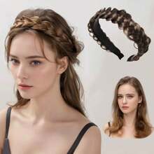 1pc Elegant Bohemian Style Woven Headband, Anti-Slip Teeth Design, Women Hair Accessory, Summer Hair Hoop Headbands Hairband
