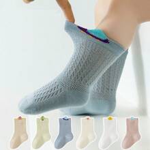 5 Pairs Breathable Mesh Baby Socks, Cotton Infant Socks For Spring & Summer