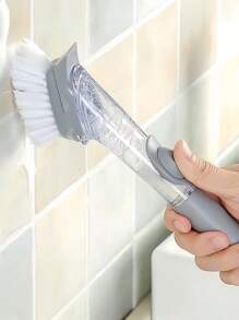 Long Handle Kitchen Cleaning Brushwith Refillable Detergent Reservoir &Replaceable Heads-Multi-SurfaceScrubber For Pots, Pans, Dishes, SinksCountertops,Stovetops,Backsplashes,Non-Scratch Cookware& Appliances