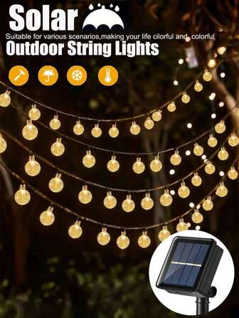 1 件 5 米/7 米/12 米/20 米/50 米/100 米太阳能仙女灯串，8 种模式，防水，户外派对/花园/庭院装饰 LED 灯