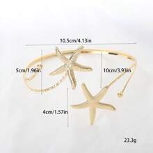 1pc Fashionable Minimalist Starfish Open Bangle Bracelet, Suitable For Women To Wear To Parties And Banquets