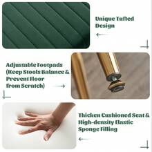 FURNIMART Fumahome Banco de Cuero Sintético para Pie de Cama con Patas Doradas, Banco Moderno con Botones Acolchados para Entrada, Lujoso Banco Otomano para Decoración de Sala de Estar - Verde - Ver 5