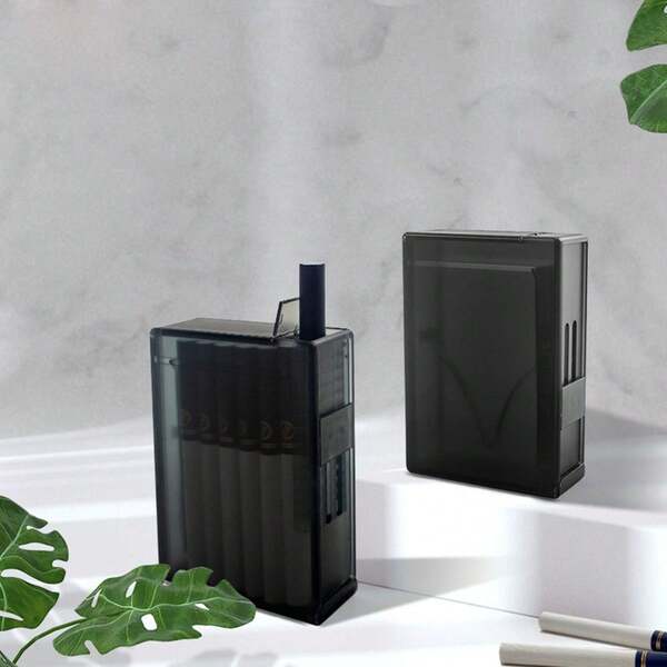 1 szt. Automatyczne pudełko na papierosy, opakowanie 20 sztuk, automatyczne pudełko na papierosy typu pop-up, matowa powierzchnia ABS, półprzezroczyste pudełko odporne na wilgoć i ciśnienie