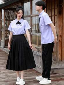 1 套 Cosplay 校服衬衫和百褶裙，JK 风格，高中生服装，春夏秋季，毕业礼物万圣节