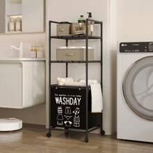 1pc New Multi-Layer Laundry Basket With Storage Rack, Bathroom And Kitchen Storage Organizer