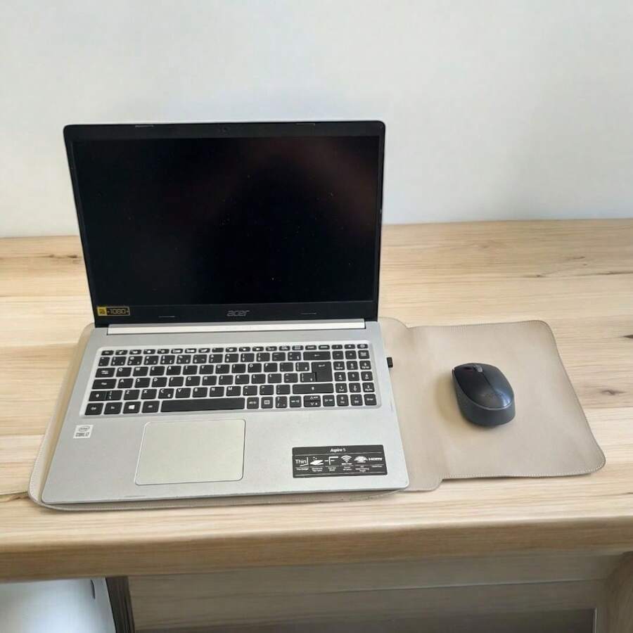 Leather Notebook Cover Case With 2-In-1 Mouse Pad Up To 17.3" - Ivory - View 1
