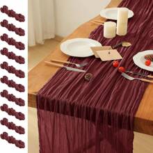 Set de 10 piezas Cheesecloth (tela de gasa) color burdeos como camino de mesa - Estilo país vintage bohemio, perfecto para bodas, despedidas de soltera y fiestas de cumpleaños
