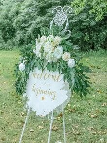 Flores para arco de boda, flores artificiales para decoración, 2 piezas de guirnalda de flores con cenefa de mesa para una hermosa y soñada decoración floral de la ceremonia de boda - champán - Ver 5