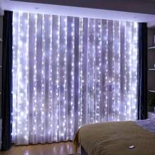 1pc Remote Control Window Curtain Fairy Lights String, 8 Modes, USB Powered, Suitable For Indoor Bedroom Window, Christmas, Ramadan, Wedding, Birthday Party Decor