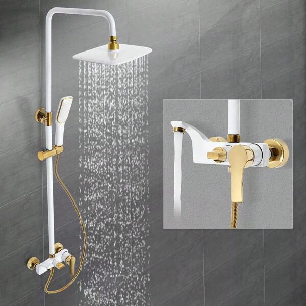 Brausegarnitur Goldener Brausekopf Duschsystem Handbrause Höhenverstellbar