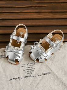 Girls Summer Floral Ballet Style Fairy Sandals, Nature-Inspired Princess Bows Shoes