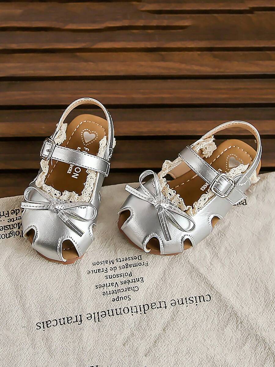 Girls Summer Floral Ballet Style Fairy Sandals, Nature-Inspired Princess Bows Shoes